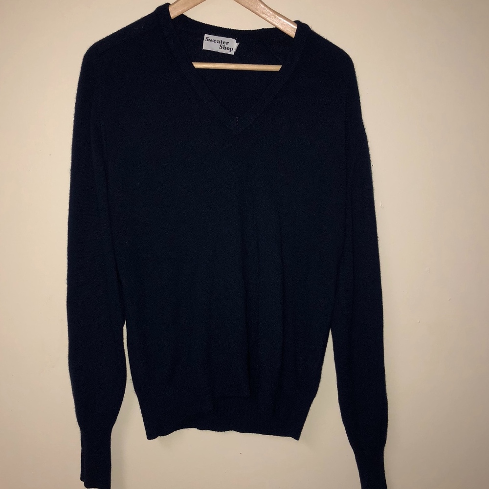 Men's Super Soft Navy Blue V-Neck Sweater